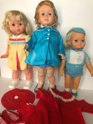 Vintage Chatty Cathy Doll,  Little Sister Doll & Tiny Chatty Brother,  Outfits