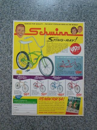 Vintage 1964 Schwinn Stingray Advertisement