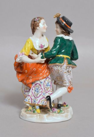 A Fine Quality Antique German Porcelain Figure Dancing Couple After Meissen