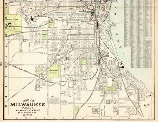1901 Antique Milwaukee Wisconsin Map Vintage City Map Of Milwaukee 5269