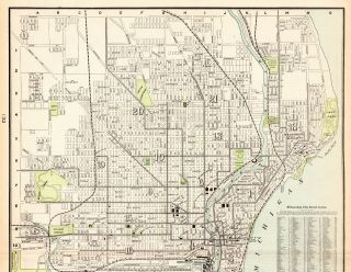 1901 Antique MILWAUKEE Wisconsin MAP Vintage City Map of Milwaukee 5269 2