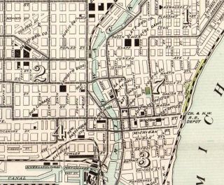 1901 Antique MILWAUKEE Wisconsin MAP Vintage City Map of Milwaukee 5269 3