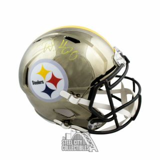 T.  J.  Watt Autographed Steelers Chrome Full - Size Football Helmet - Psa/dna
