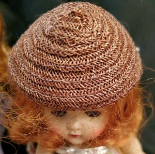 Vintage Brown Straw Hat For Small Dolls,  Alex Ginny Ginger Muffie Etc.