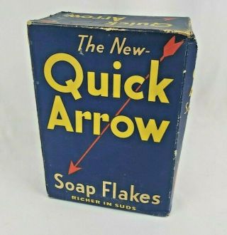 Vintage Quick Arrow Soap Flakes 21 Oz Box " Richer In Suds " - Old Stock Nos