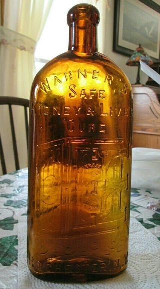 Yellow Amber Warners Safe Kidney And Liver Cure Antique Bottle