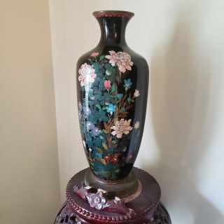 Large Vintage Japanese Cloisonne Vase Mid Century Oriental Vase 18 " Repaired