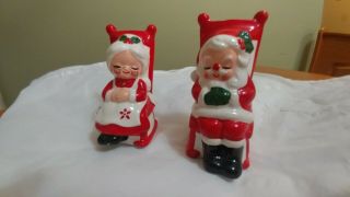 Vintage Japan Santa And Mrs Claus In Rocking Chairs