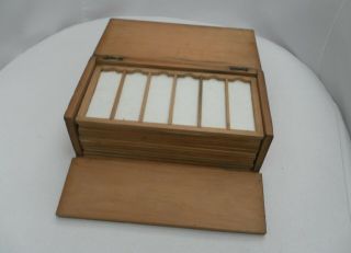Antique Vintage Microscope Slide Storage Box Removable Trays 72 Slide Capacity
