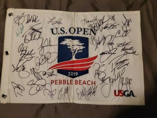 2019 Us Open Autograph Signed Phil Mickelson Brooks Koepka Woodland Tiger Woods