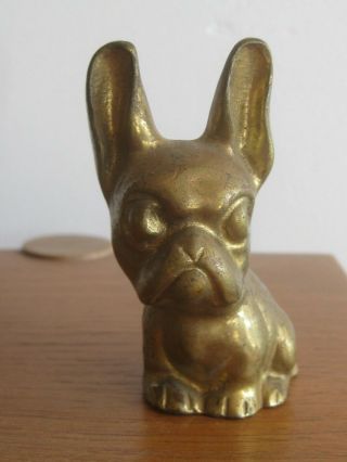 Antique Art Deco French Bulldog Dog Figural Brass Statue Figurine Paperweight