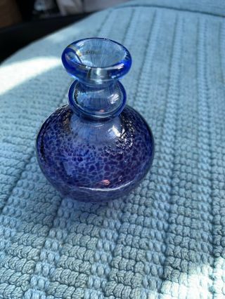 Vintage Kosta Boda Bertil Vallien Glass Mini Vase Purple Blue Signed 48008