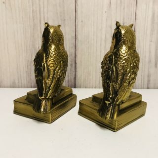 Vintage PM Craftsman Brass Owls On History Books Heavy 3