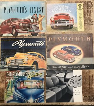 6 Vintage 1940 - 1950 Plymouth Car Advertising Brochures & Booklets