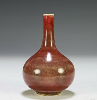 Antique Chinese Porcelain Peachbloom Glazed Bottle Vase with Mark 2