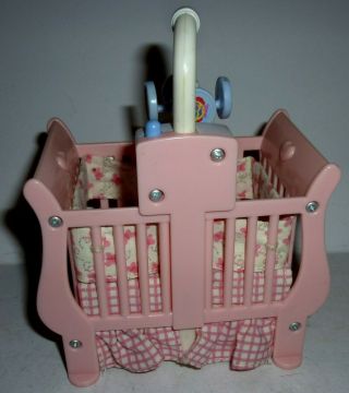 Vintage Fisher Price Loving Family Dollhouse Musical Light Up Baby Crib Bed 2