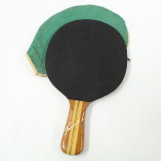 Vintage Turnies Wooden Handle Table Tennis Bat With Zippered Cover 704
