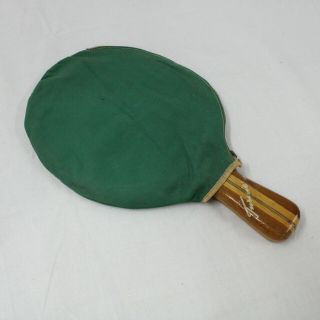 Vintage Turnies Wooden Handle Table Tennis Bat With Zippered Cover 704 2