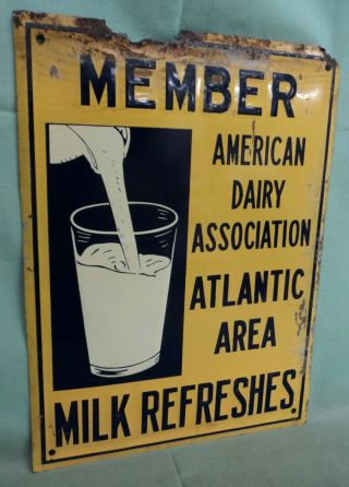 Vintage American Dairy Association Atlantic Area Sst Milk Tin Sign 9x12 Raised L