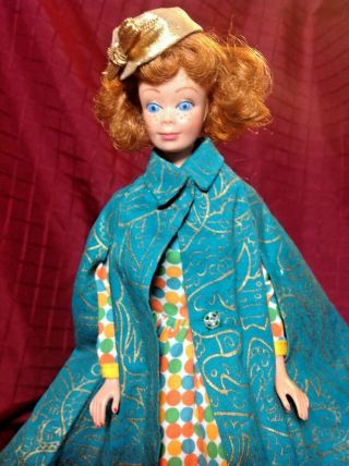 Vintage Mattel Red Hair Midge In Vintage Green And Blue