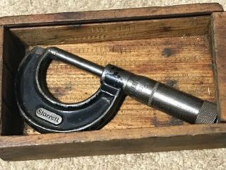 Vintage Starrett Micrometer 0 - 1 " - Neat Old Tool In A Neat Old Box - Ships