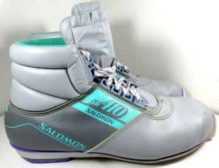 Salomom Sns Sr410 Cross Country Xc Ski Boots Gray Vintage Size 46 Eu 30 Mondo