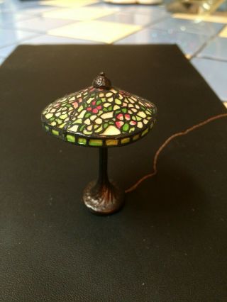 Vintage Barbara Kummerow Artist Made Miniature Tiffany Style Lamp -