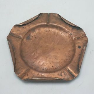 Antique Philip Kirkley Signed Hand - Hammered Copper Pentagon Ashtray