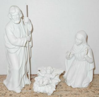 Home Interior Homco Vintage Christmas 3 Pc Nativity Set Bisque Figurines W/box