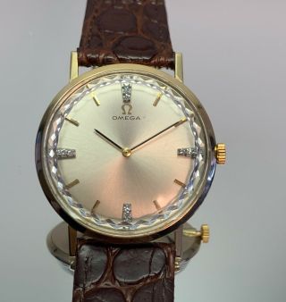 1968 Vintage Omega Fancy Solid 14k Gold And Diamonds,  One Year Serviced
