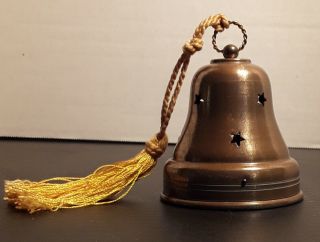 Vintage Bell Shaped Music Box,  Die Cut Stars,  Unique,  W Tassel Jingle Bells