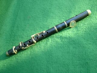 Fine Antique 3 Piece 6 Key Rosewood Or Ebony Marching Military Piccolo Flute