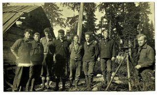 Surveyors At Bear Valley Mines,  Snoqualmie River Washington State Vtg 1915 Photo