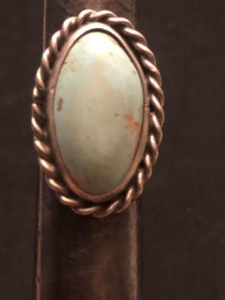 Vintage Old Pawn Sterling Silver Ring Native American Turquoise Size 4.  75.
