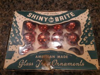 11 Miniature Vintage Shiny Brite Glass Christmas Tree Ornaments With Hangers