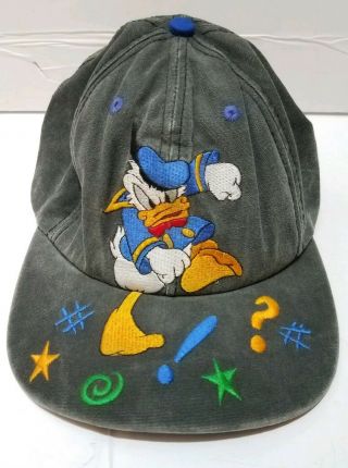 Vintage Donald Duck Baseball Hat Goofy Hat Company Disney Faded Black Snapback