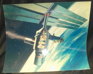 Cool Vintage Nasa Poster Usa Space Station Drawing Cut - Away Crew Quarters Panels