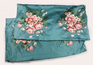Vintage 1950s (w44” X L90”) Pair Long Floral Print Lined Cotton Sateen Curtains