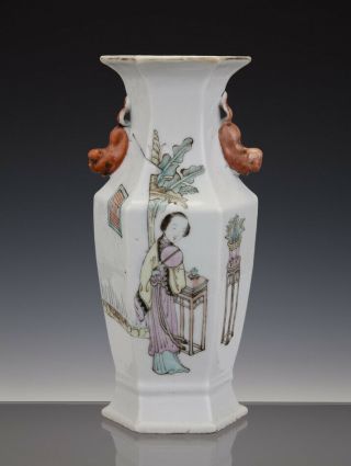 Perfect Chinese Porcelain Qingjiang Hexagonal Vase 19th C.