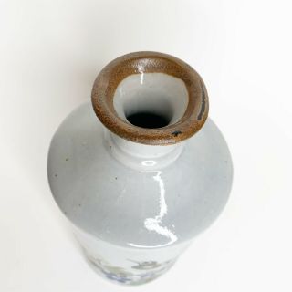 Tonala Mexican Pottery Vase Glazed Floral Bird folk art vase 8 3/4” X 3 5/8” Vtg 3