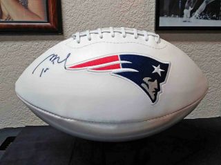 Tom Brady Signed Official Size England Patriots Logo Football - Tristar