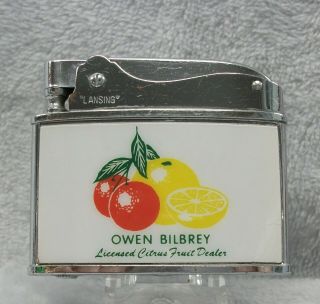 Vintage Owen Bilbrey Licensed Citris Fruit Dealer Flat Advertising Lighter