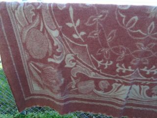 Vintage Orr Health Reversible Pink Woolen Tulip Pattern Blanket