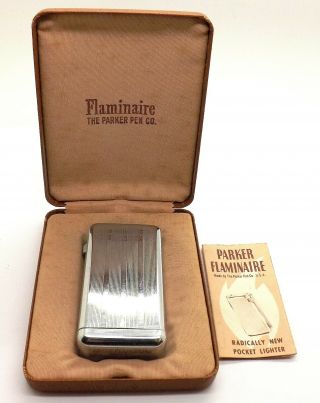 Vintage Parker Flaminaire Lighter W/ Case & Booklet