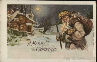 Santa Claus A Merry Christmas Kropp Antique Postcard Vintage Post Card