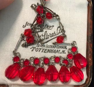 Vintage Art Deco Jewellery Gorgeous Bezel Set & Pendant Drop Crystal Necklace