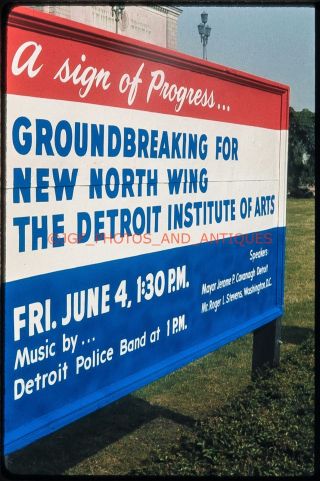 1960s Detroit Institute Of Arts North Wing Vtg Amateur Sign 35mm Photo Slide