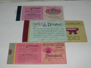 3 Rare Vintage Disneyland Magic Key Ticket Or Coupon Books.  1 Complete