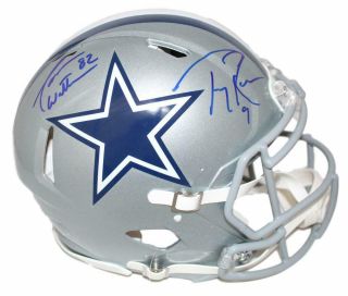 Tony Romo & Jason Witten Signed Dallas Cowboys Authentic Speed Helmet Bas 24183