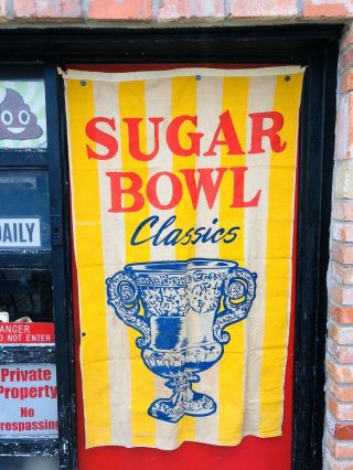 Antique 1949 “sugar Bowl Classics” Flag Banner 3’x5’ Antique College Bowl Game